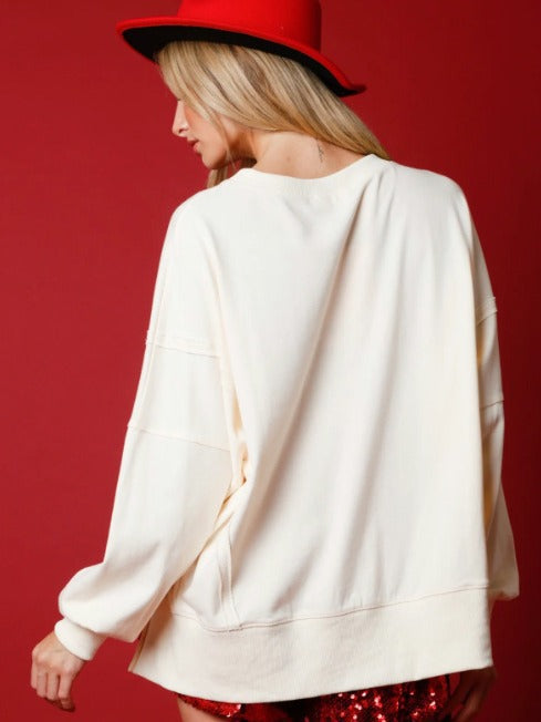 Christmas Sequins Long Sleeve Pullover Hoodie