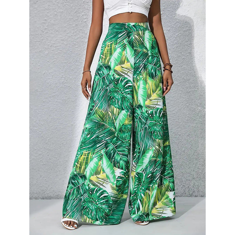 Printed High‑Waist Wide‑Leg Palazzo Pants