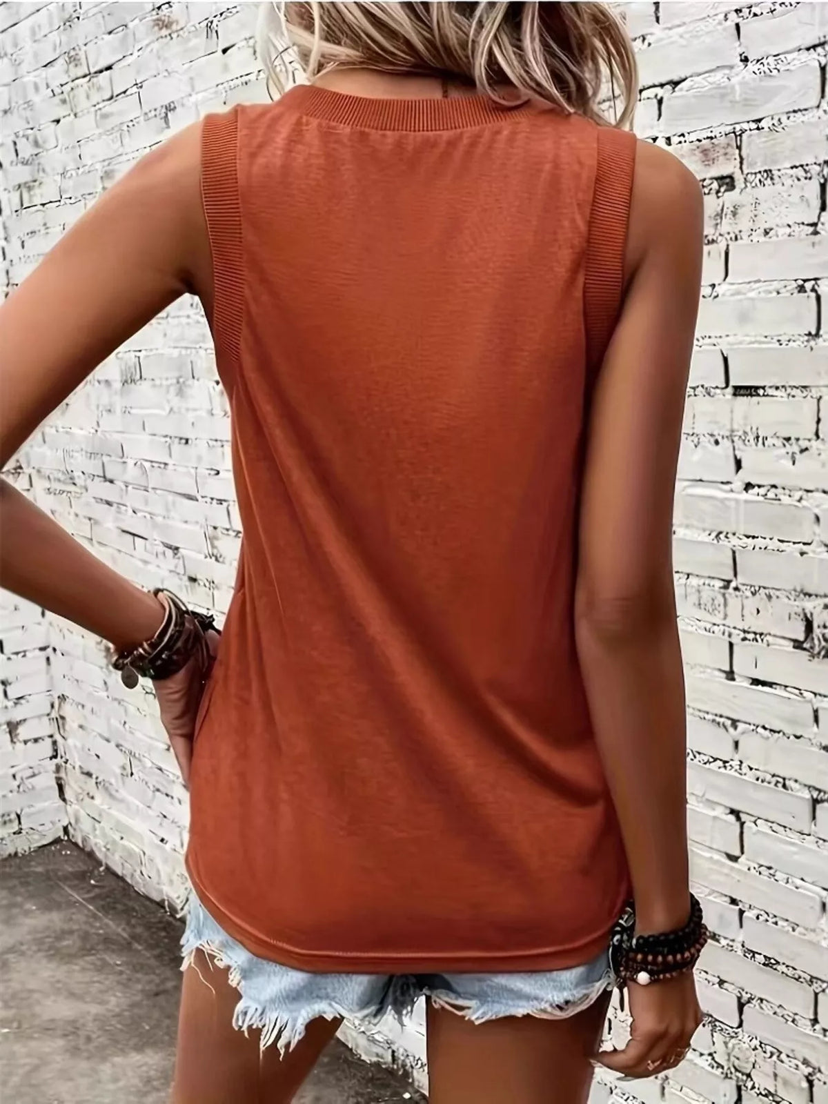 V-Neck Ribbed Trim Tank