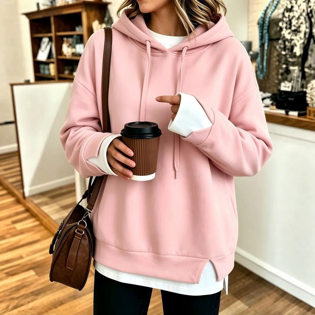 Faux Two-piece Hooded Sweatshirt