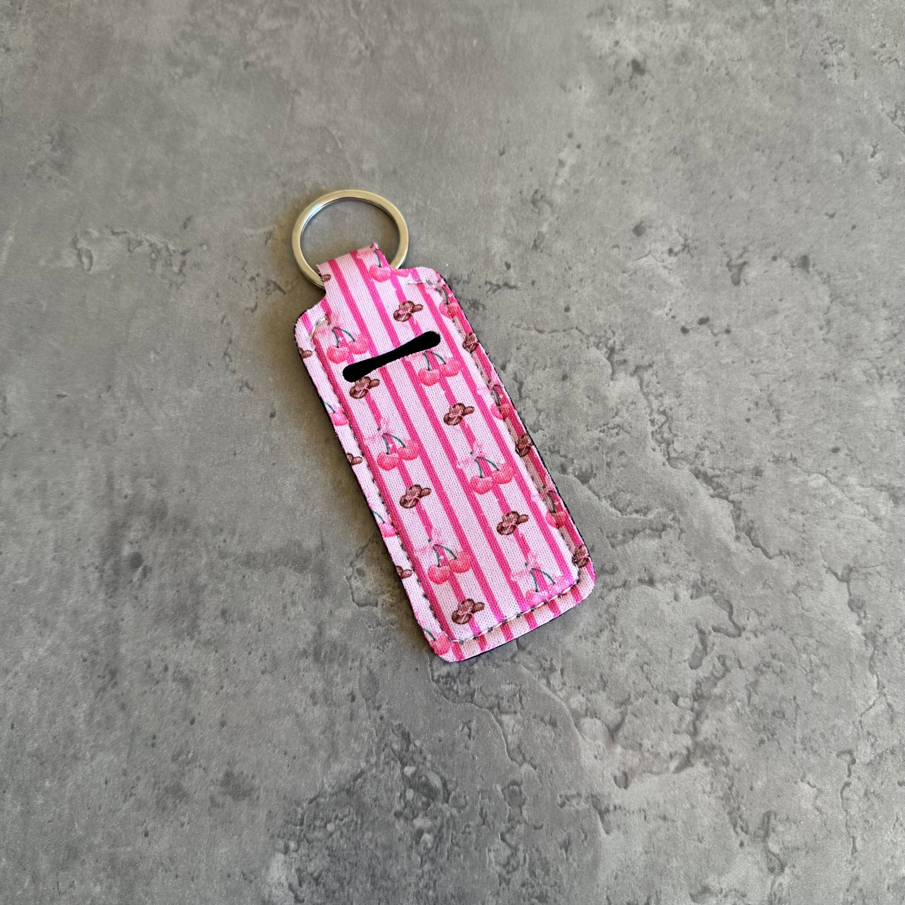 Chapstick Holder Keychain – Cow Print