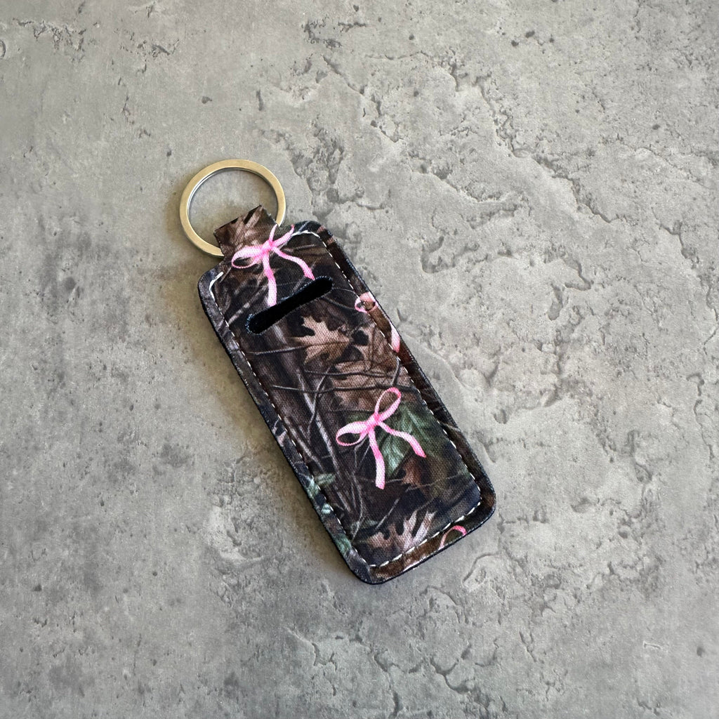 Chapstick Holder Keychain – Cow Print