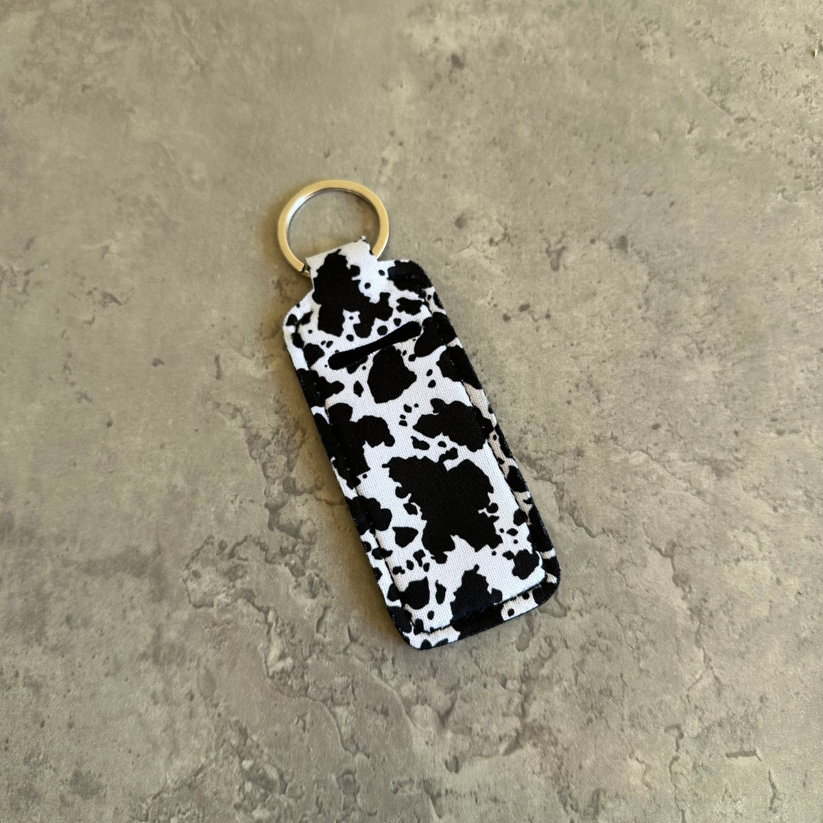 Chapstick Holder Keychain – Cow Print