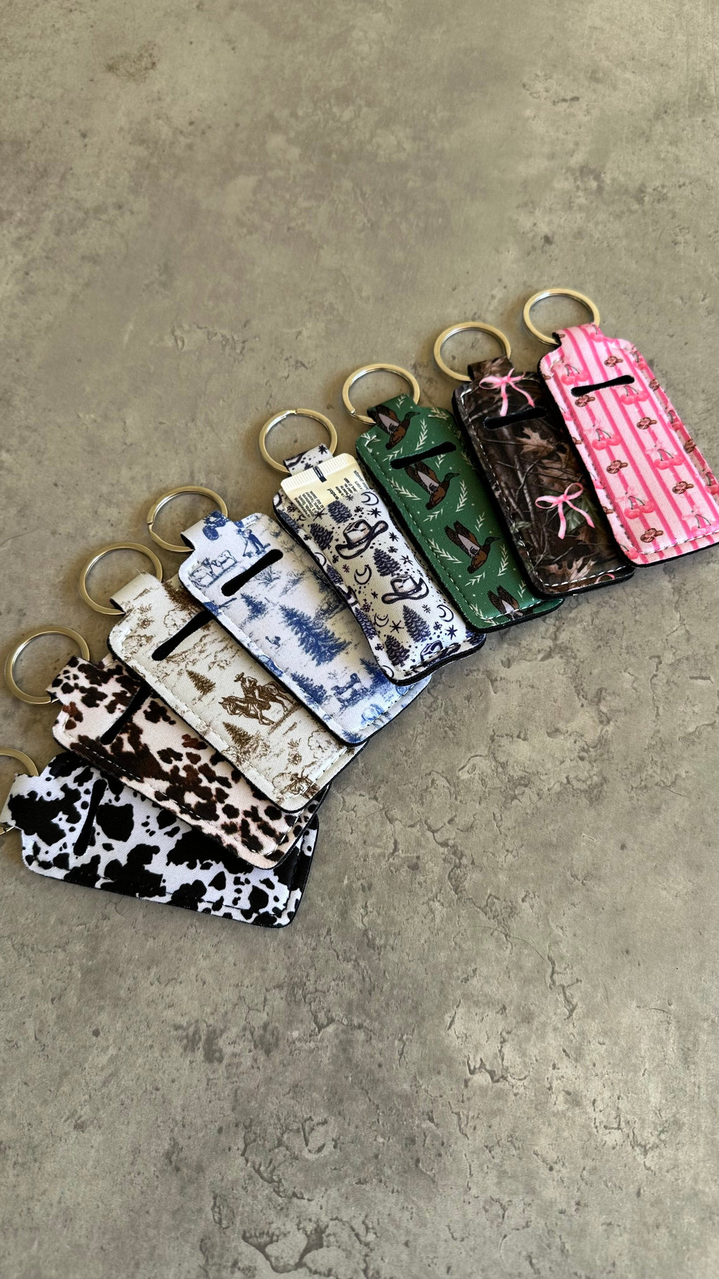 Chapstick Holder Keychain – Cow Print