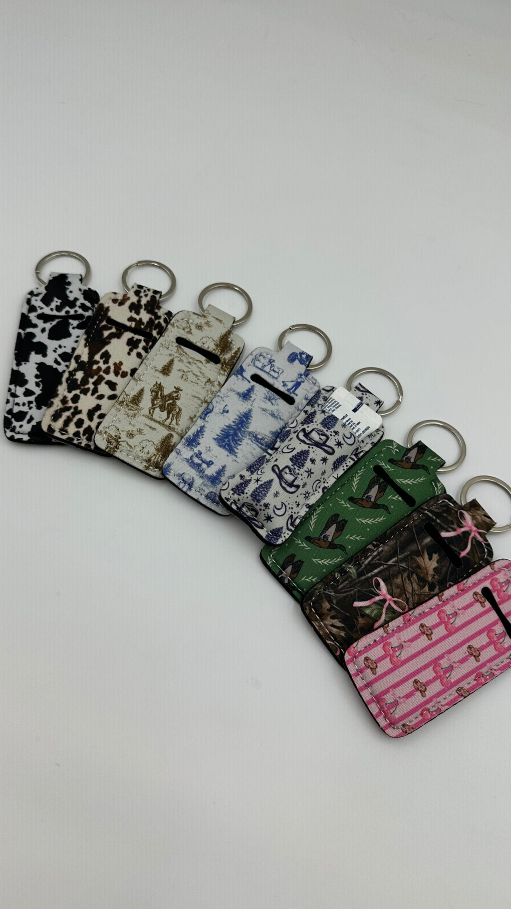 Chapstick Holder Keychain – Cow Print