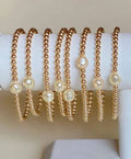 Pearl & Gold Beaded Stretch Bracelet