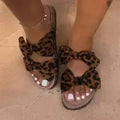 Slides 2 Straps Comfy Bow with Leopard Print