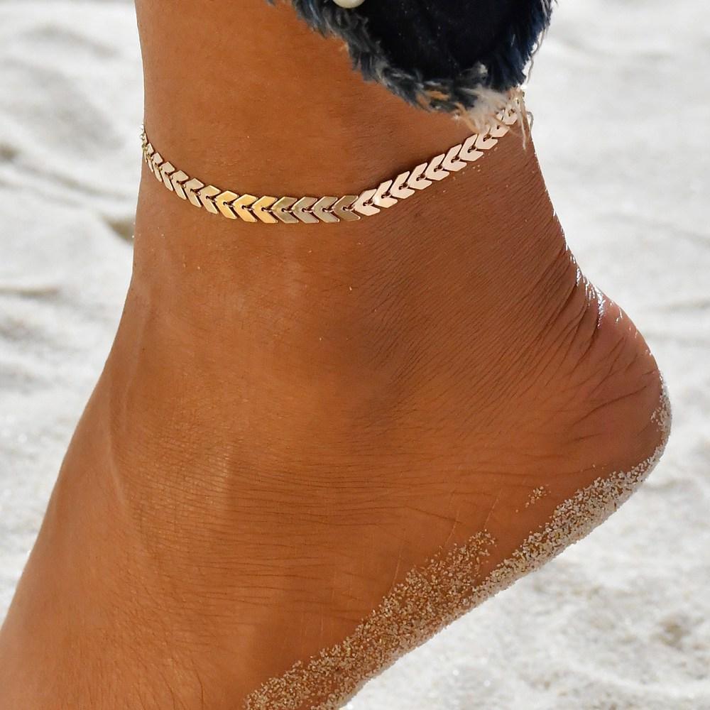 Gold Metal Anklets Double Layers