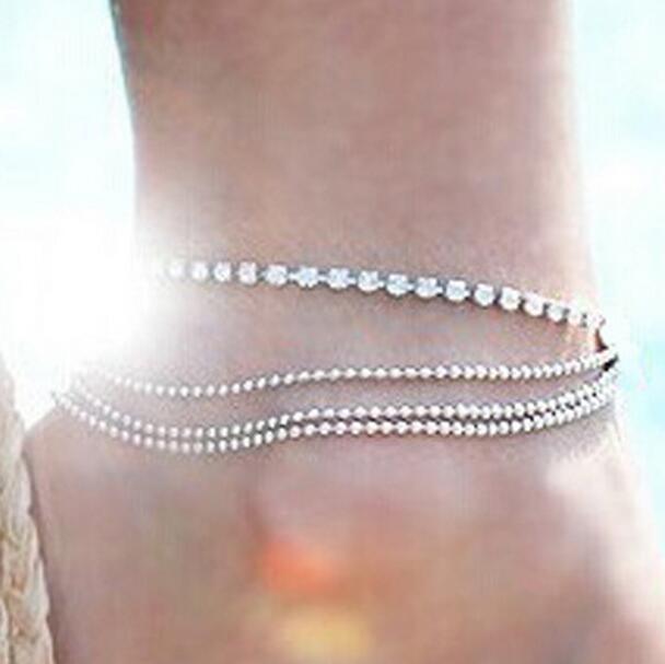 Gold Metal Anklets Double Layers