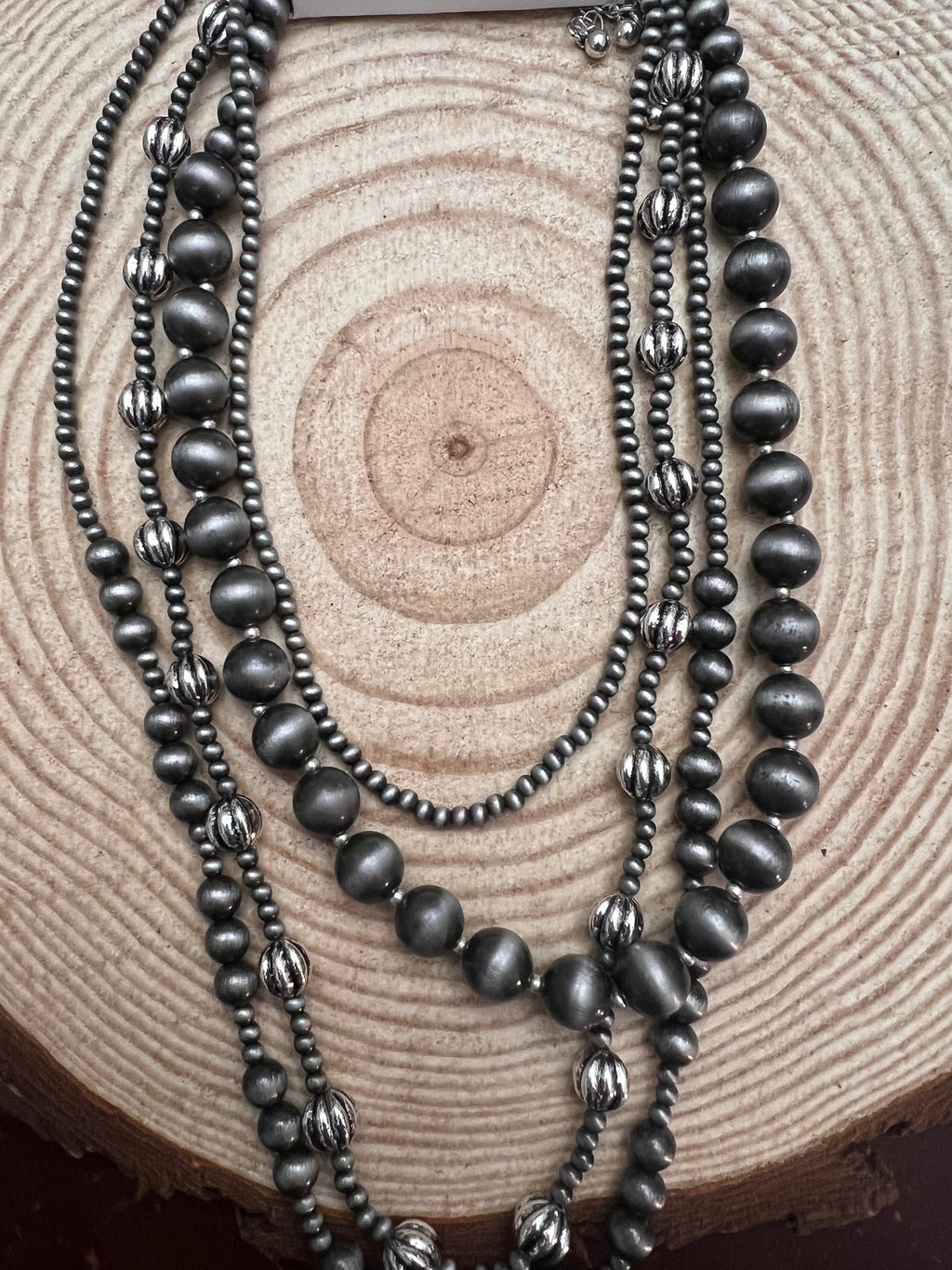 Faux Sterling Pearl Layered Necklace Set