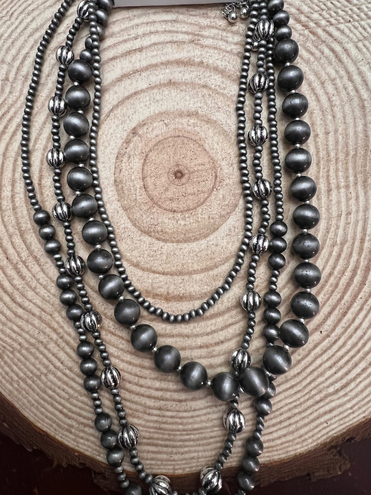 Faux Sterling Pearl Layered Necklace Set