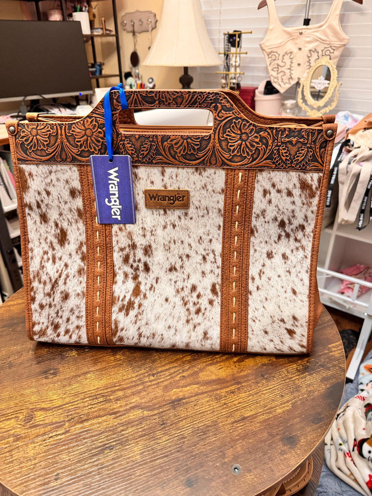 Wrangler Genuine Cowhide  Large Tote/Crossbody