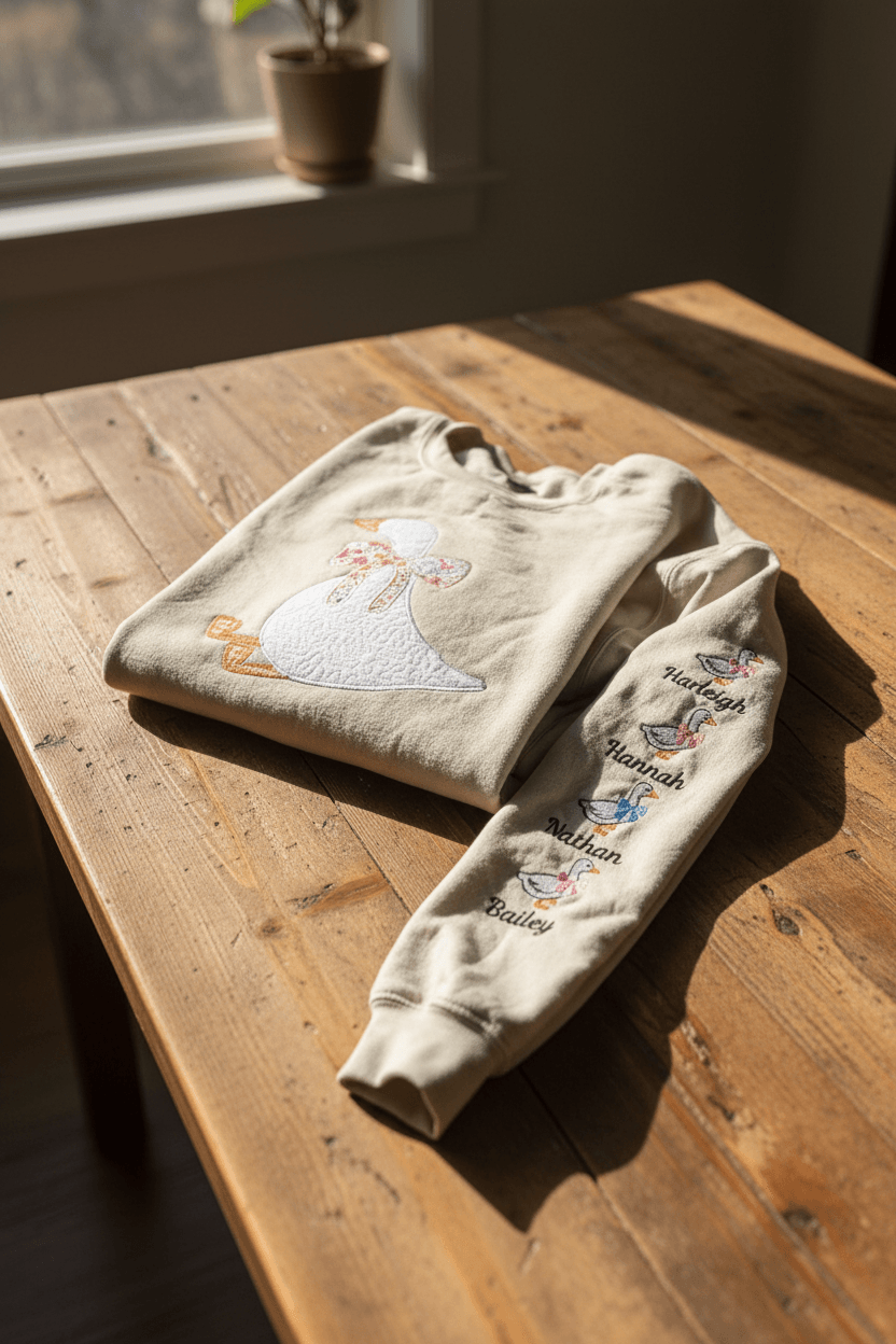 Silly Goose Quilted Applique Embroidered Mama Shirt
