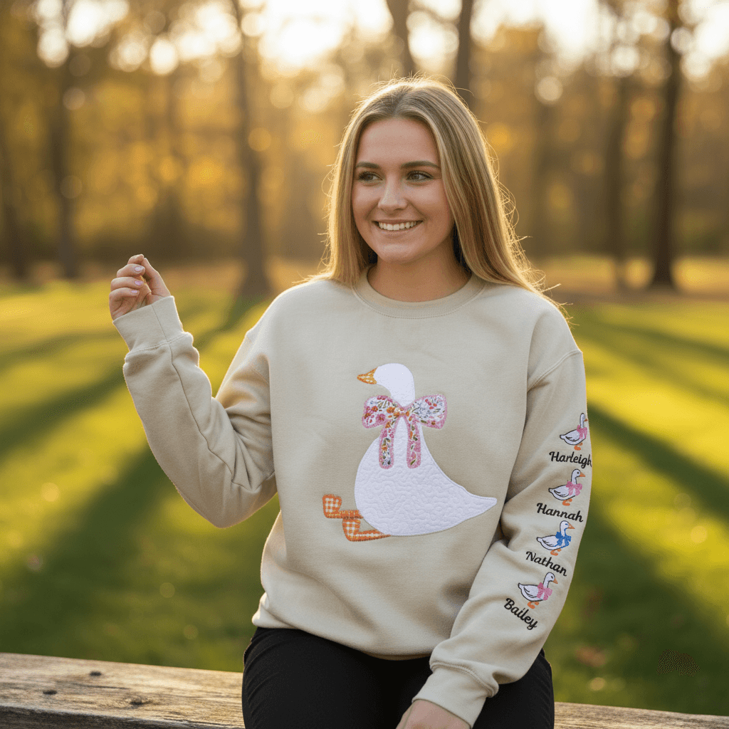 Silly Goose Quilted Applique Embroidered Mama Shirt