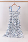 Blue Beach Smocked Dress