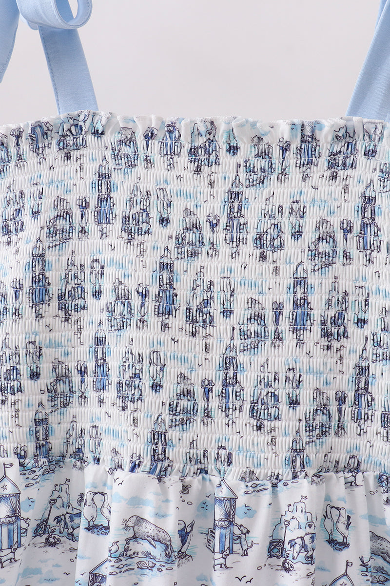 Blue Beach Smocked Dress