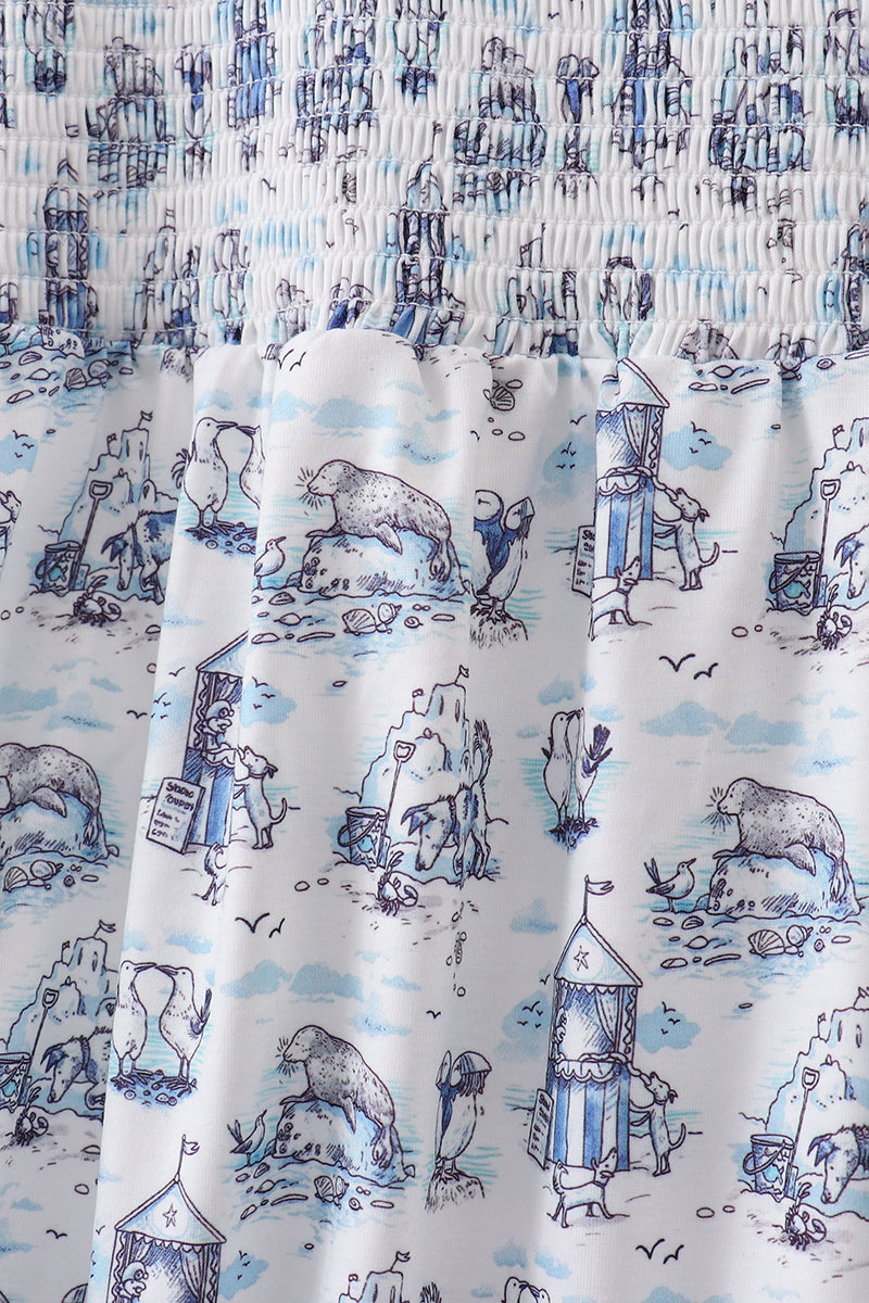 Blue Beach Smocked Dress