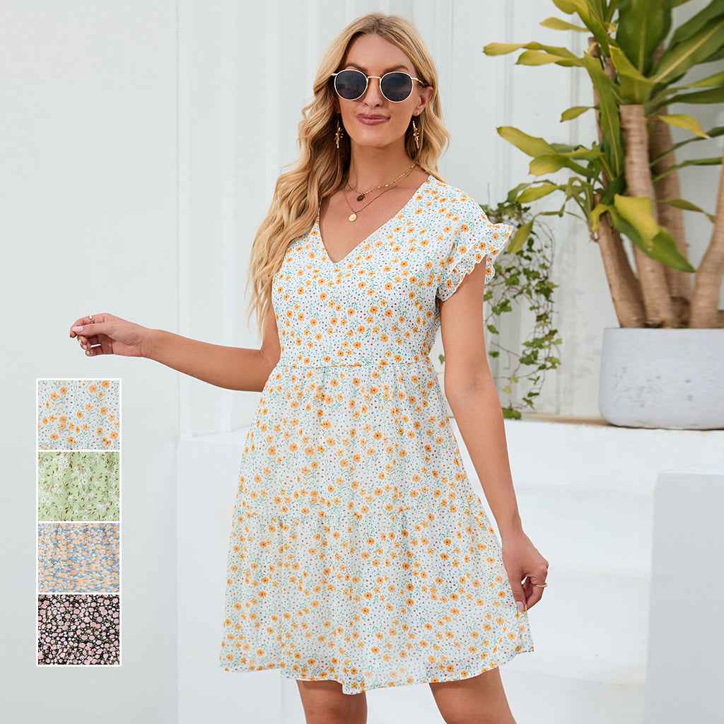 Summer Chiffon Floral Print Long Dress