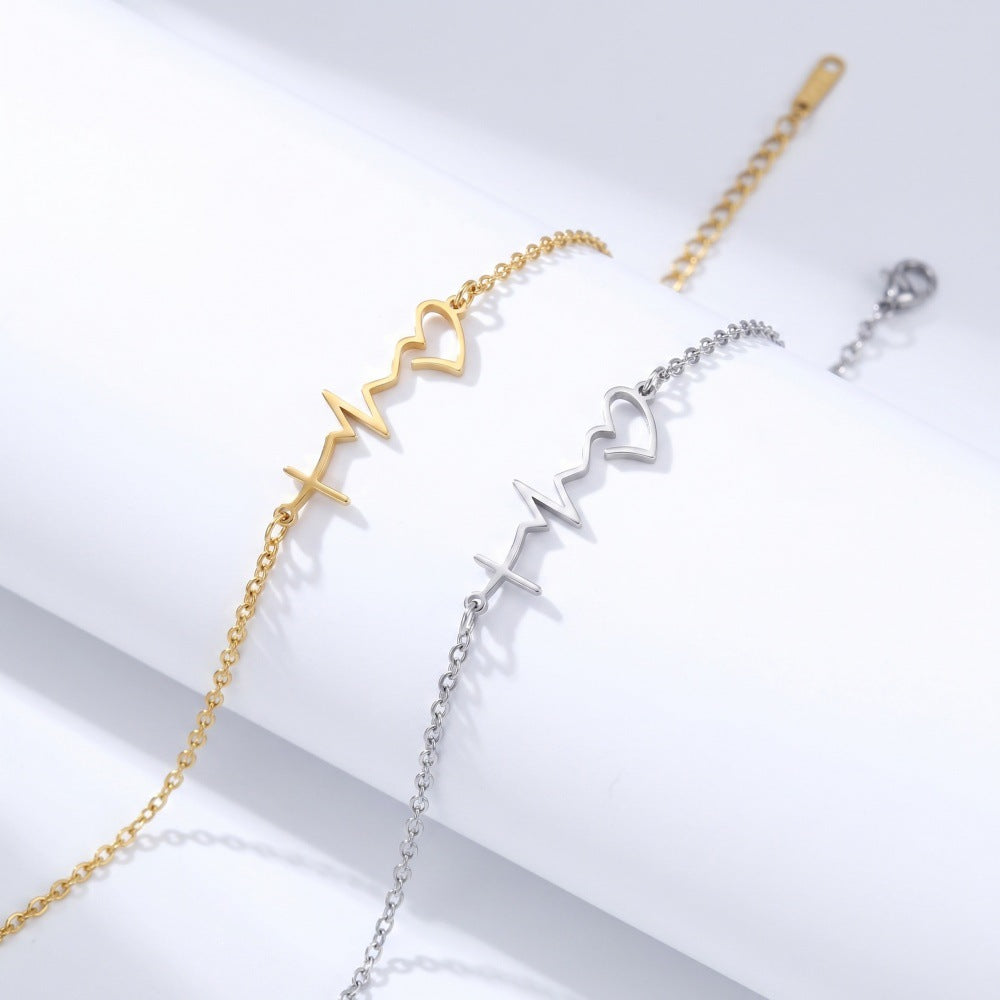 Women's Fashion Style Stainless Steel Line Ecg Anklets