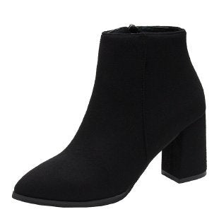 Stacked Heel Ankle Bootie Shoes