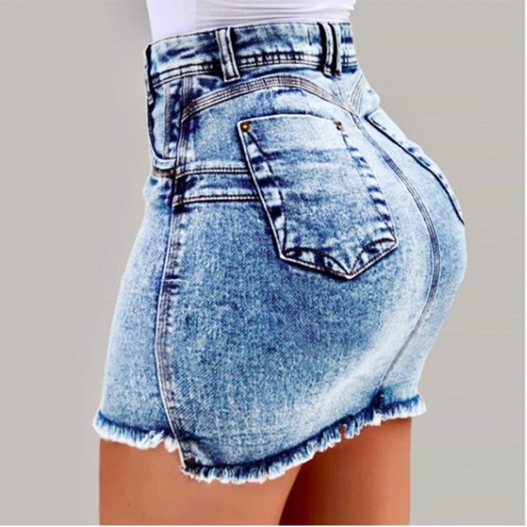 Frayed Raw Hem Ripped Jeans Shorts