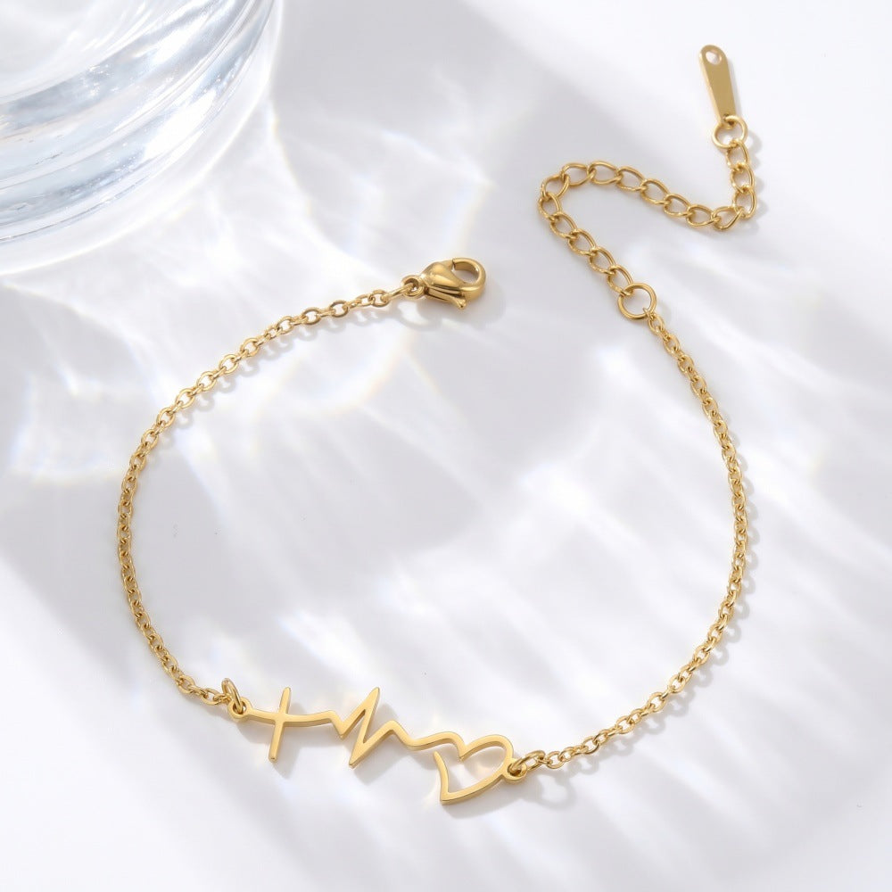 Women's Fashion Style Stainless Steel Line Ecg Anklets