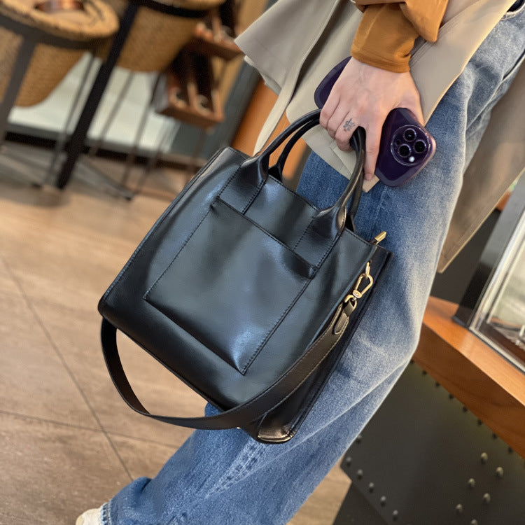 Vintage Vegetable Tanned Cowhide Large Capacity Handbags