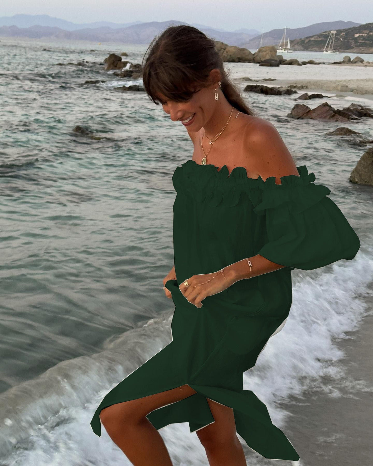 Solid Color Cotton Linen Holiday Dress Women