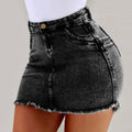 Frayed Raw Hem Ripped Jeans Shorts