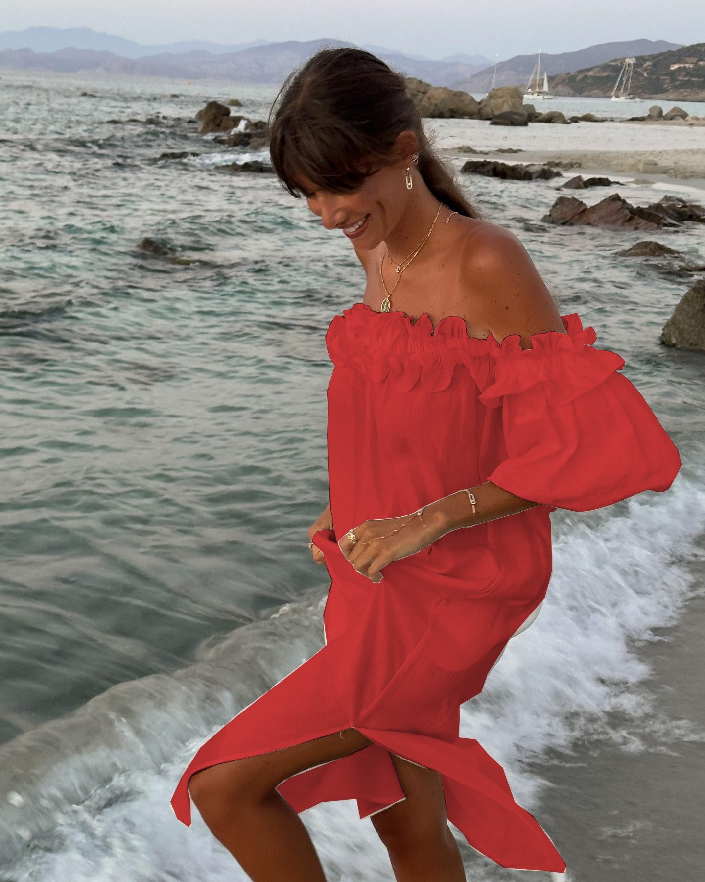 Solid Color Cotton Linen Holiday Dress Women