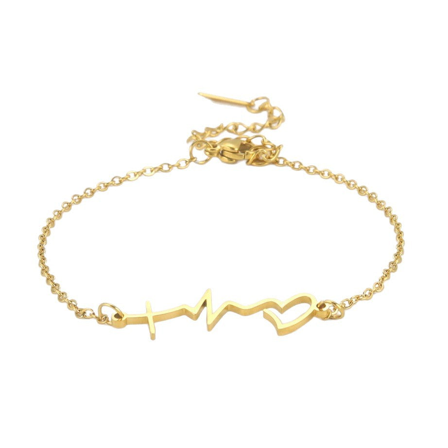 Women's Fashion Style Stainless Steel Line Ecg Anklets