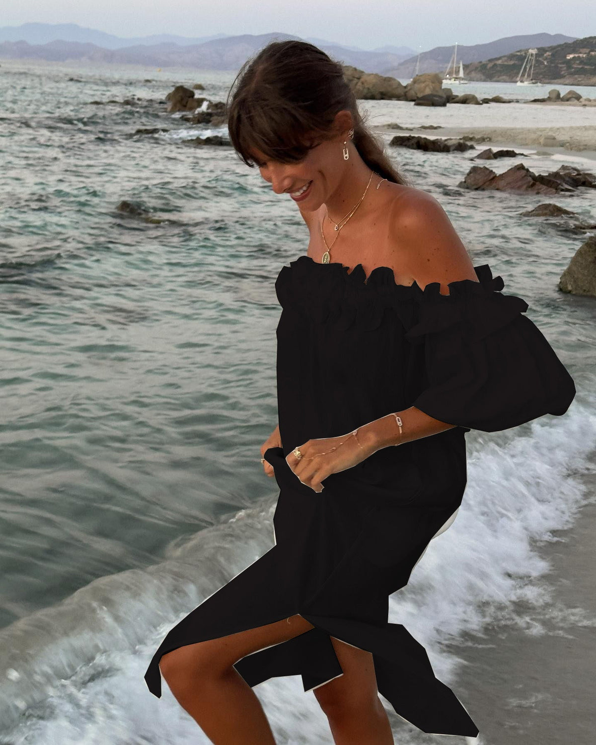 Solid Color Cotton Linen Holiday Dress Women