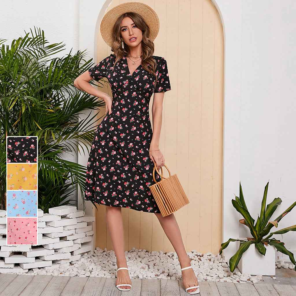 Summer Chiffon Floral Print Long Dress
