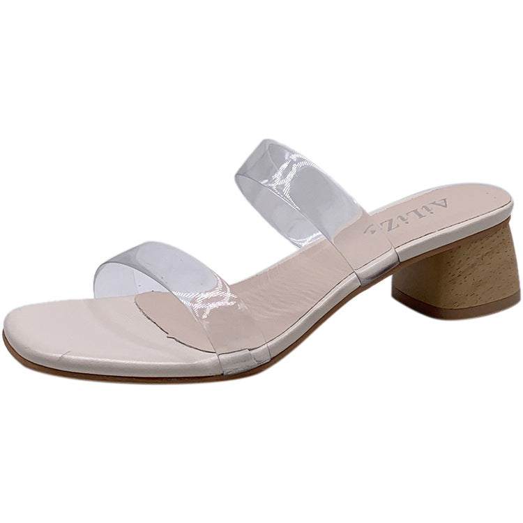 Transparent Mid-Thick Hee  Sandals