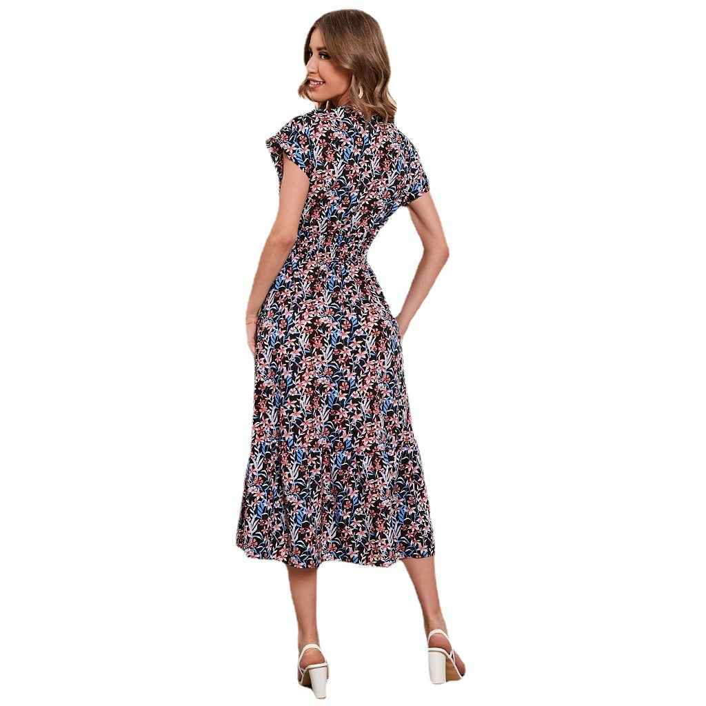Summer Chiffon Floral Print Long Dress