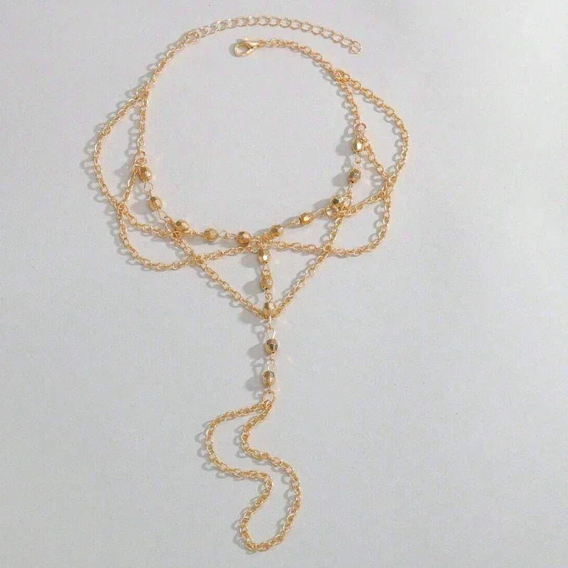 Boho Beaded Anklet for Women -  Beach Toe Bracelet