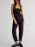 Women Loose Fit Classic Bib Casual Jean Stretchy Overalls