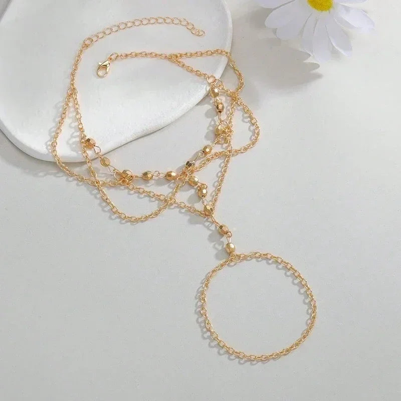 Boho Beaded Anklet for Women -  Beach Toe Bracelet