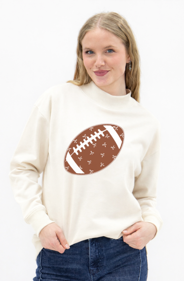 Football on Mock Neck Sweatshirt