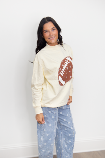 Football on Mock Neck Sweatshirt