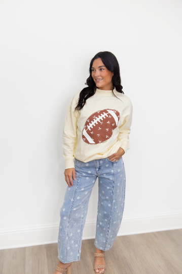Football on Mock Neck Sweatshirt