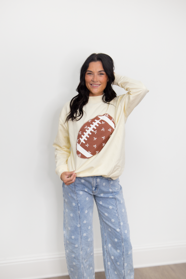 Football on Mock Neck Sweatshirt