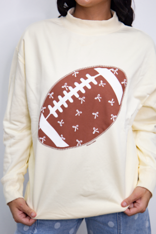 Football on Mock Neck Sweatshirt