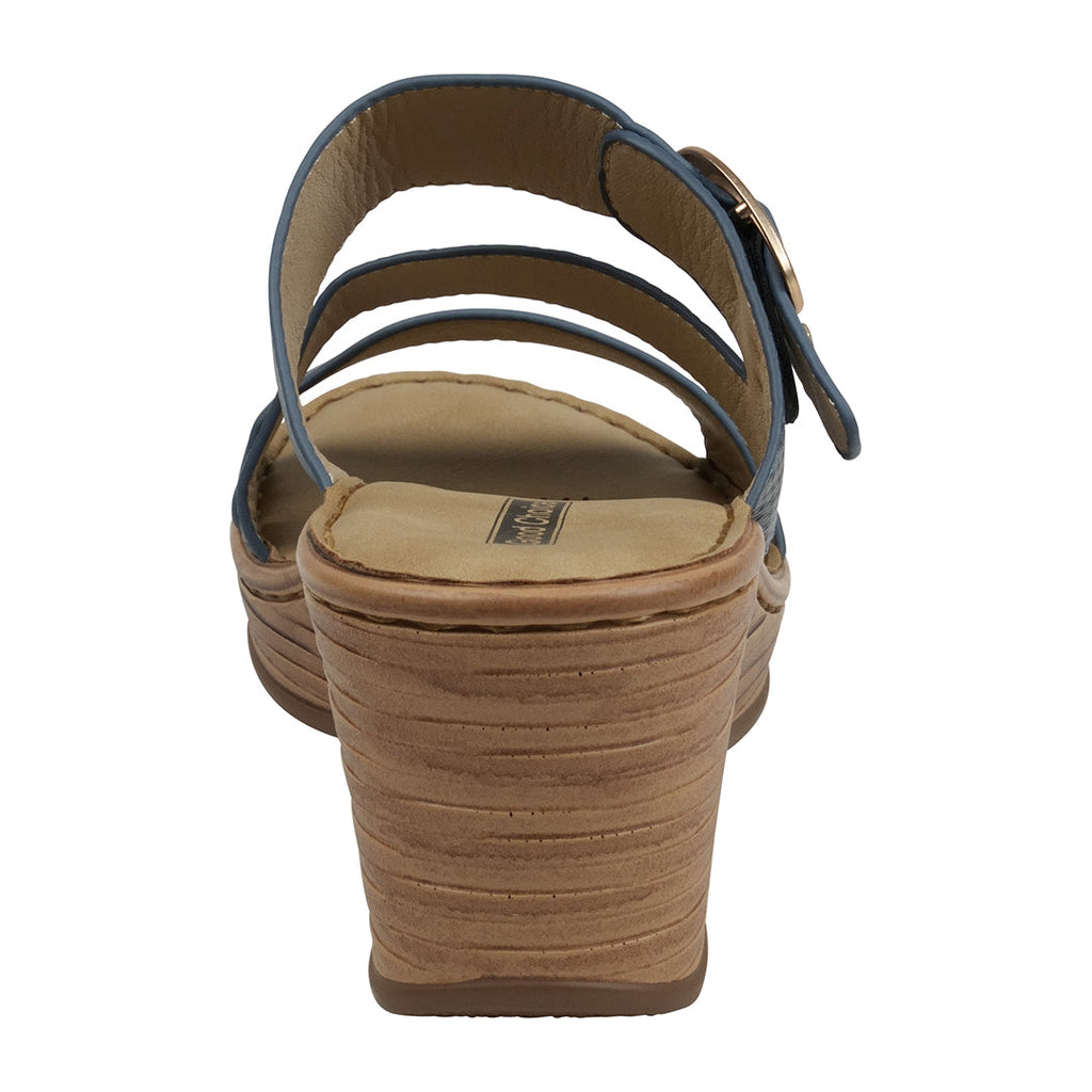 Blue Wedge Sandals with Buckle