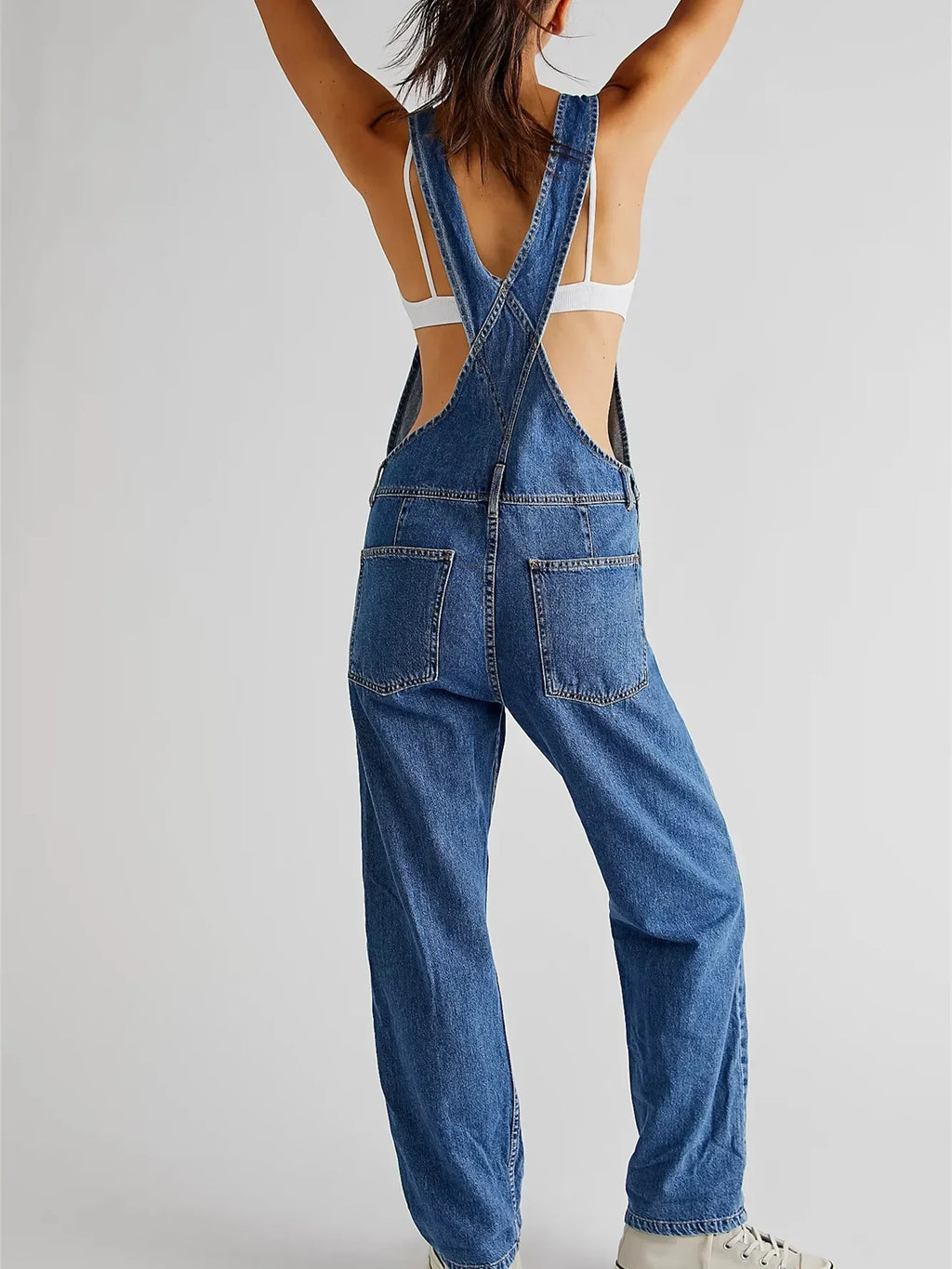 Women Loose Fit Classic Bib Casual Jean Stretchy Overalls