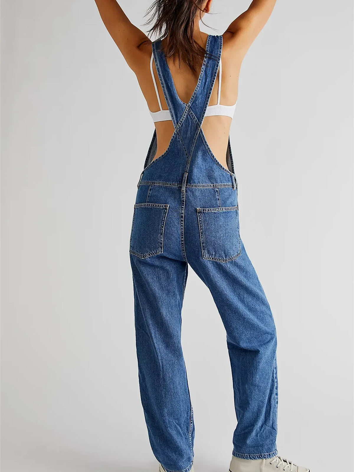 Women Loose Fit Classic Bib Casual Jean Stretchy Overalls