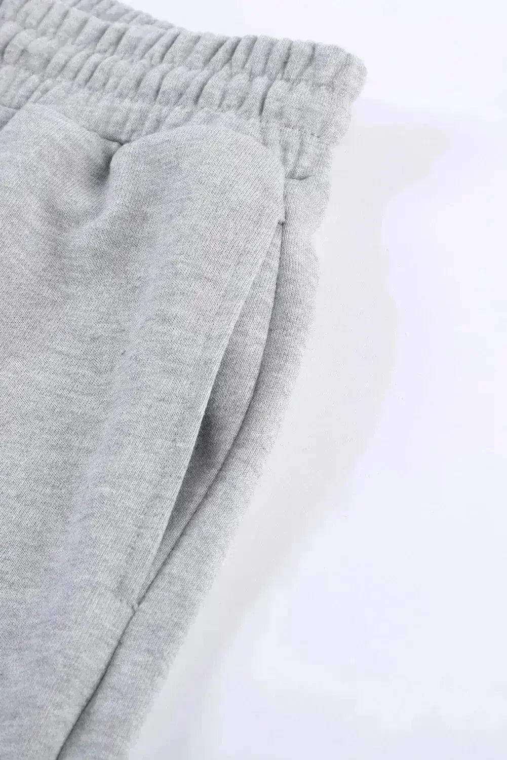 Gray Tie Waist Side Pockets Cuffed Lounge Shorts
