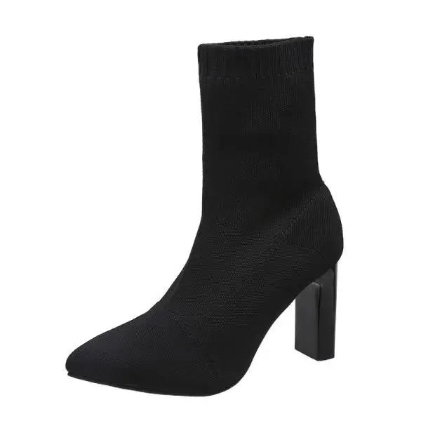 Zipper Luxury Designer Rubber High Heel Ankle Boots