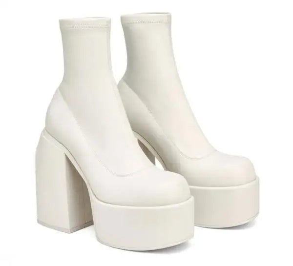 Zipper Luxury Designer Rubber High Heel Ankle Boots