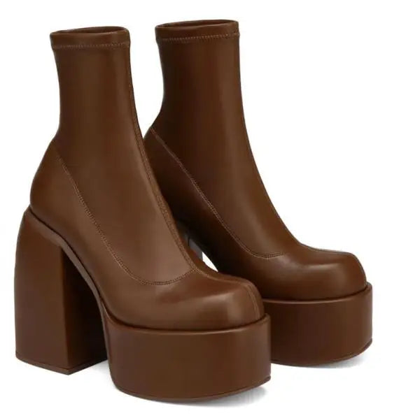 Zipper Luxury Designer Rubber High Heel Ankle Boots